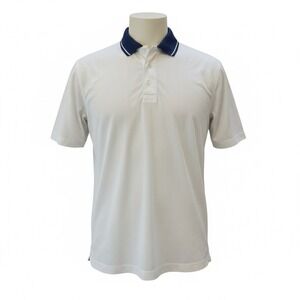 Brooks Brothers Men's White Grid Polo Shirt Short Sleeve Classic Fit Size L